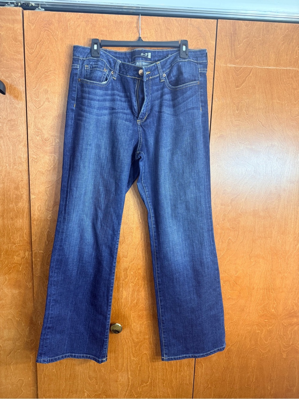 Seven7 Blue Denim Jeans with Gold Stitching